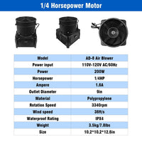 1/4 HP Inflatable Tube Man 200W Air Blower Fan (9''Diameter) For 6FT Inflatable Tube Man