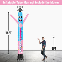 6 10 15 20FT Tall Cotton Candy Waving Inflatable Tube Man(Blower Not Included)