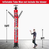 6 10 15 20FT Tall Auto Detail Waving Inflatable Tube Man(Blower Not Included)