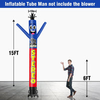 6 10 15 20FT Tall Auto Stereo Waving Inflatable Tube Man(Blower Not Included)