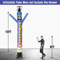 6 10 15 20FT Tall Birthday Waving Inflatable Tube Man(Blower Not Included)