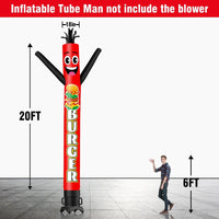 6 10 15 20FT Tall Burger Waving Inflatable Tube Man(Blower Not Included)