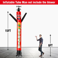 6 10 15 20FT Tall Burger Waving Inflatable Tube Man(Blower Not Included)