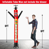 6 10 15 20FT Tall Burger Waving Inflatable Tube Man(Blower Not Included)