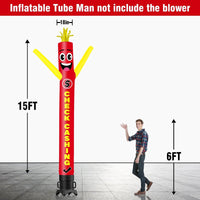 6 10 15 20FT Tall Check Cashing Waving Inflatable Tube Man(Blower Not Included)