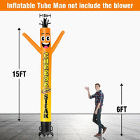 6 10 15 20FT Tall Cheese Steak Waving Inflatable Tube Man(Blower Not Included)