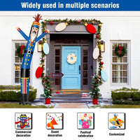 6 10 15 20FT Tall Christmas Nutcracker Blue Waving Inflatable Tube Man(Blower Not Included)