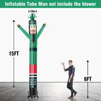 6 10 15 20FT Tall Christmas Nutcracker Green Waving Inflatable Tube Man(Blower Not Included)