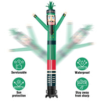 6 10 15 20FT Tall Christmas Nutcracker Green Waving Inflatable Tube Man(Blower Not Included)