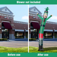 6 10 15 20FT Tall Christmas Nutcracker Green Waving Inflatable Tube Man(Blower Not Included)