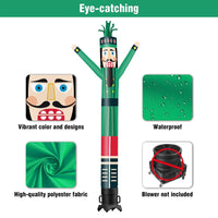 6 10 15 20FT Tall Christmas Nutcracker Green Waving Inflatable Tube Man(Blower Not Included)