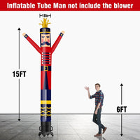 6 10 15 20FT Tall Christmas Nutcracker Waving Inflatable Tube Man(Blower Not Included)