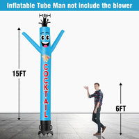 6 10 15 20FT Tall Cocktail Waving Inflatable Tube Man(Blower Not Included)