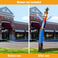 6 10 15 20FT Tall Cowboy Waving Inflatable Tube Man(Blower Not Included)