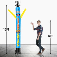6 10 15 20FT Tall Fish & Chips Waving Inflatable Tube Man(Blower Not Included)