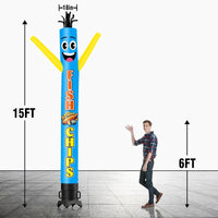 6 10 15 20FT Tall Fish & Chips Waving Inflatable Tube Man(Blower Not Included)