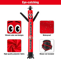 6 10 15 20FT Tall Fresh Beef Waving Inflatable Tube Man(Blower Not Included)