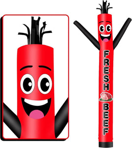 6 10 15 20FT Tall Fresh Beef Waving Inflatable Tube Man(Blower Not Included)