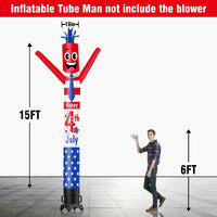 6 10 15 20FT Tall Happy 4th of July Waving Inflatable Tube Man(Blower Not Included)