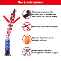 6 10 15 20FT Tall Happy 4th of July Waving Inflatable Tube Man(Blower Not Included)
