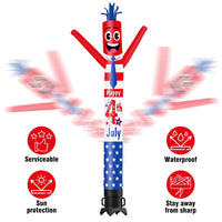 6 10 15 20FT Tall Happy 4th of July Waving Inflatable Tube Man(Blower Not Included)