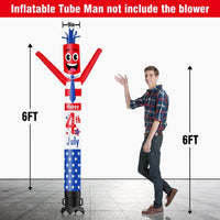 6 10 15 20FT Tall Happy 4th of July Waving Inflatable Tube Man(Blower Not Included)