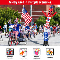 6 10 15 20FT Tall Happy 4th of July Waving Inflatable Tube Man(Blower Not Included)