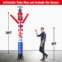 6 10 15 20FT Tall Happy 4th of July Waving Inflatable Tube Man(Blower Not Included)