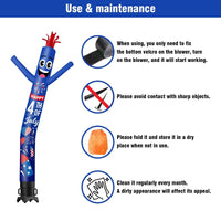 6 10 15 20FT Tall Independance Day Fireworks Waving Inflatable Tube Man(Blower Not Included)