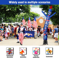 6 10 15 20FT Tall Independance Day Fireworks Waving Inflatable Tube Man(Blower Not Included)