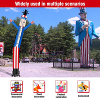6 10 15 20FT Tall Independence Day Uncle Sam Waving Inflatable Tube Man(Blower Not Included)
