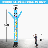 6 10 15 20FT Tall Juice Bar Blue/Green Waving Inflatable Tube Man(Blower Not Included)