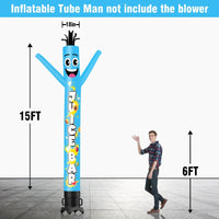 6 10 15 20FT Tall Juice Bar Blue/Green Waving Inflatable Tube Man(Blower Not Included)