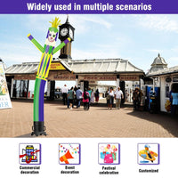 6 10 15 20FT Tall Mardi Gras Jester Waving Inflatable Tube Man(Blower Not Included)