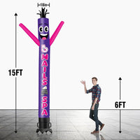 6 10 15 20FT Tall Nails & Spa Waving Inflatable Tube Man(Blower Not Included)