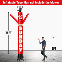 6 10 15 20FT Tall Open Sunday Waving Inflatable Tube Man(Blower Not Included)