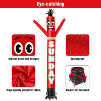 6 10 15 20FT Tall Open Sunday Waving Inflatable Tube Man(Blower Not Included)