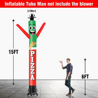 6 10 15 20FT Tall Pizza Waving Inflatable Tube Man(Blower Not Included)