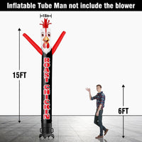 6 10 15 20FT Tall Roast Chicken Waving Inflatable Tube Man(Blower Not Included)