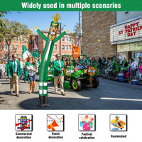6 10 15 20FT Tall St. Patrick's Day Leprechaun Dog Waving Inflatable Tube Man(Blower Not Included)