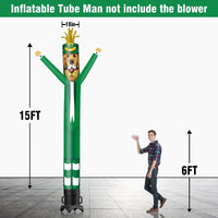 6 10 15 20FT Tall St. Patrick's Day Leprechaun Dog Waving Inflatable Tube Man(Blower Not Included)