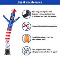 6 10 15 20FT Tall USA American Flag Waving Inflatable Tube Man(Blower Not Included)
