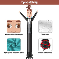 6 10 15 20FT Tall Wedding Bridegroom Waving Inflatable Tube Man(Blower Not Included)