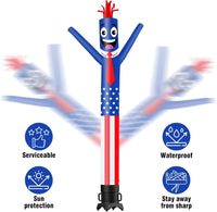 6 10 15 20FT Tall American Flag Waving Inflatable Tube Man-4th of July(Blower Not Included)