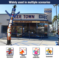 6 10 15 20FT Tall Beer Waving Inflatable Tube Man(Blower Not Included)