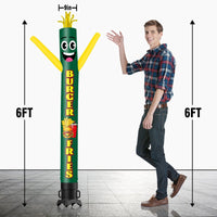 6 10 15 20FT Tall Burger & Fries Waving Inflatable Tube Man(Blower Not Included)