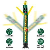 6 10 15 20FT Tall Burger & Fries Waving Inflatable Tube Man(Blower Not Included)