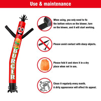 6 10 15 20FT Tall Burger Waving Inflatable Tube Man(Blower Not Included)