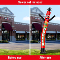 6 10 15 20FT Tall Burger Waving Inflatable Tube Man(Blower Not Included)