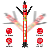 6 10 15 20FT Tall Burger Waving Inflatable Tube Man(Blower Not Included)